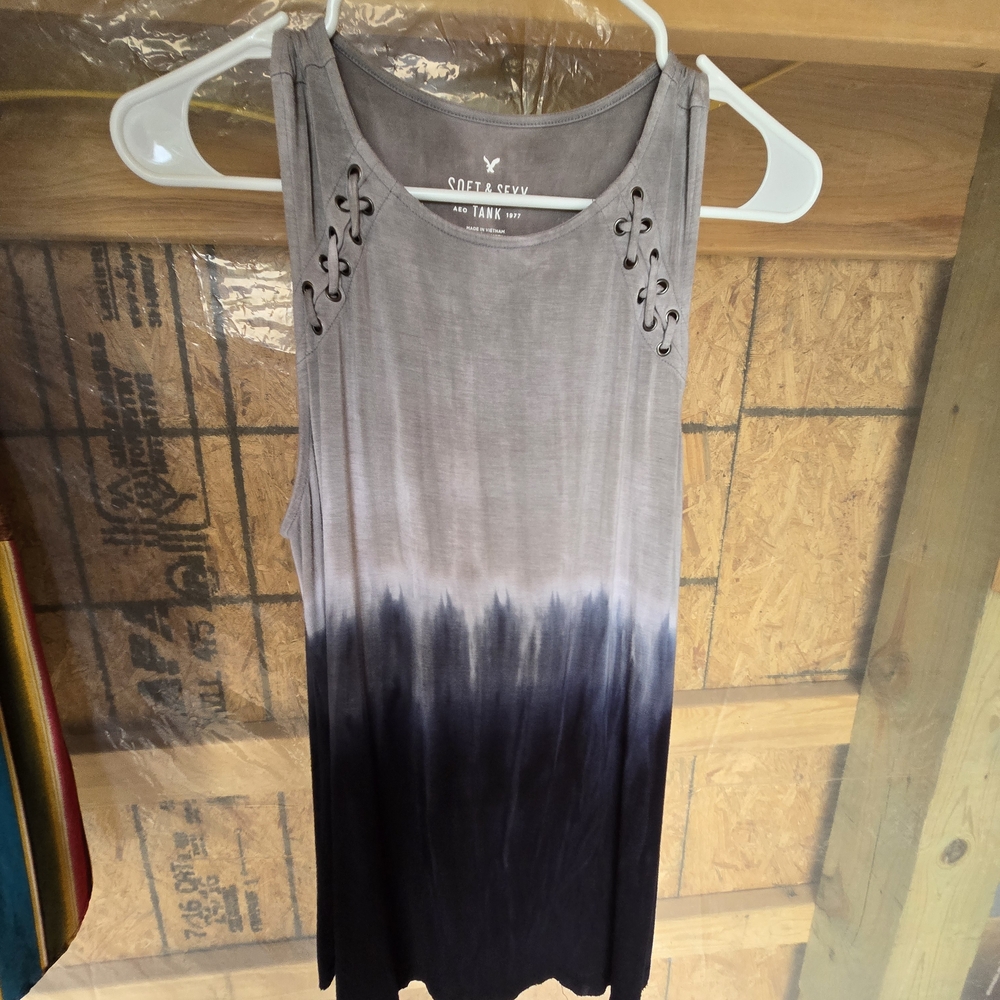 Soft & Sexy American Eagle Outfitters Gray and Blue Sleeveless Tank Top